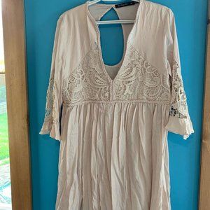 NanaMacs Tan/Mauve Tunic Top